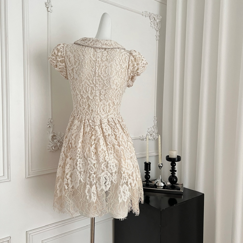 Doll collar stereoscopic clipping lace dress