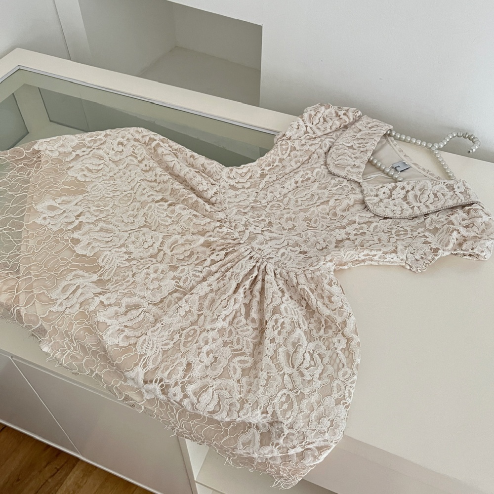 Doll collar stereoscopic clipping lace dress