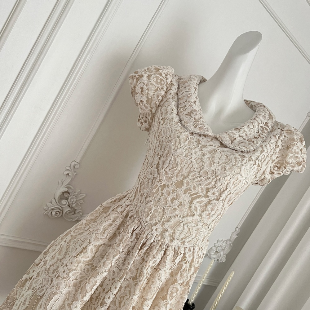Doll collar stereoscopic clipping lace dress