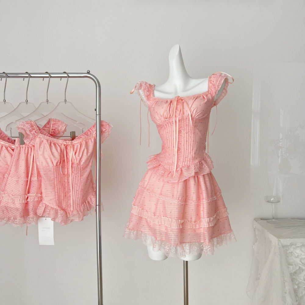 Sweetheart niche tops summer short skirt a set