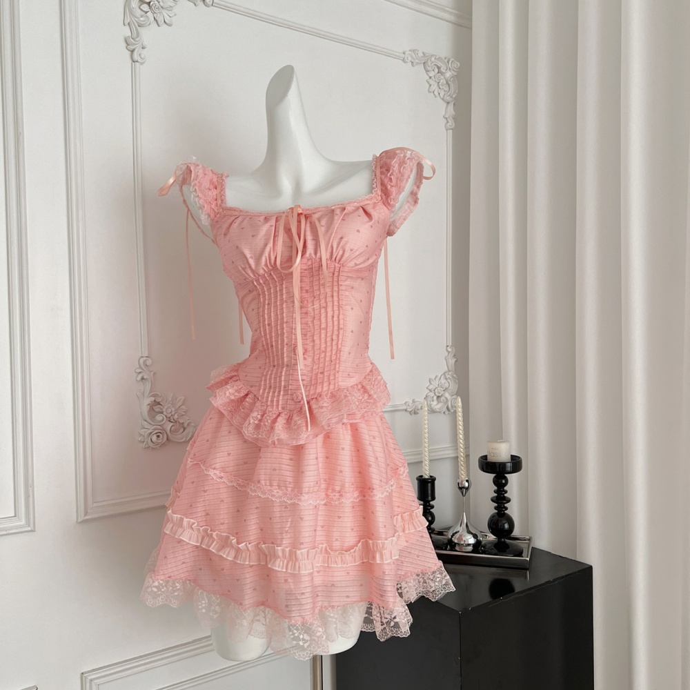 Sweetheart niche tops summer short skirt a set