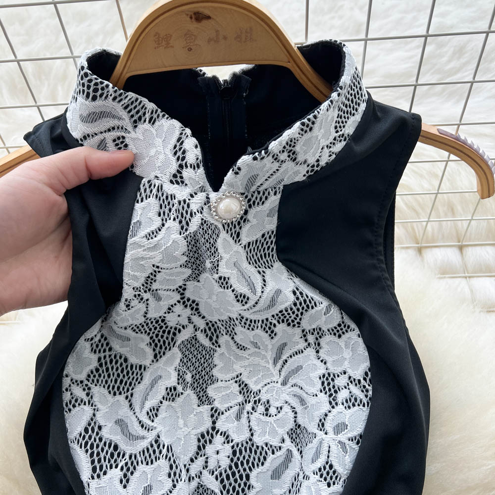 Splice light luxury formal dress halter sexy long dress