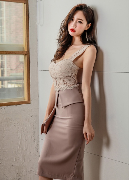 Temperament dress splice strap dress for women