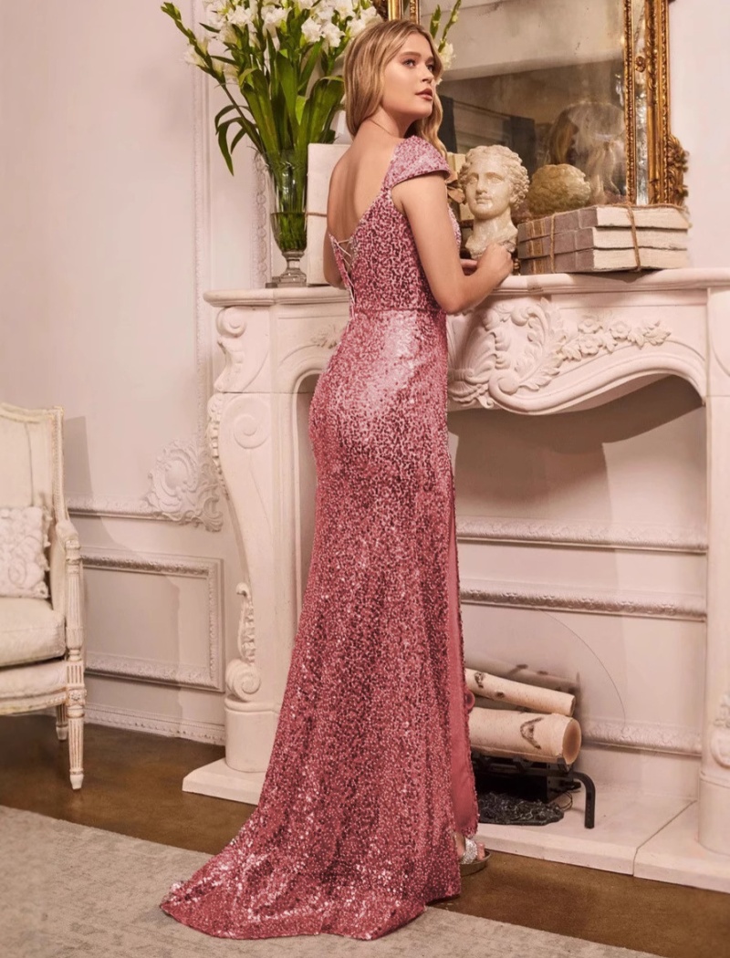 Banquet long split V-neck sexy sequins evening dress