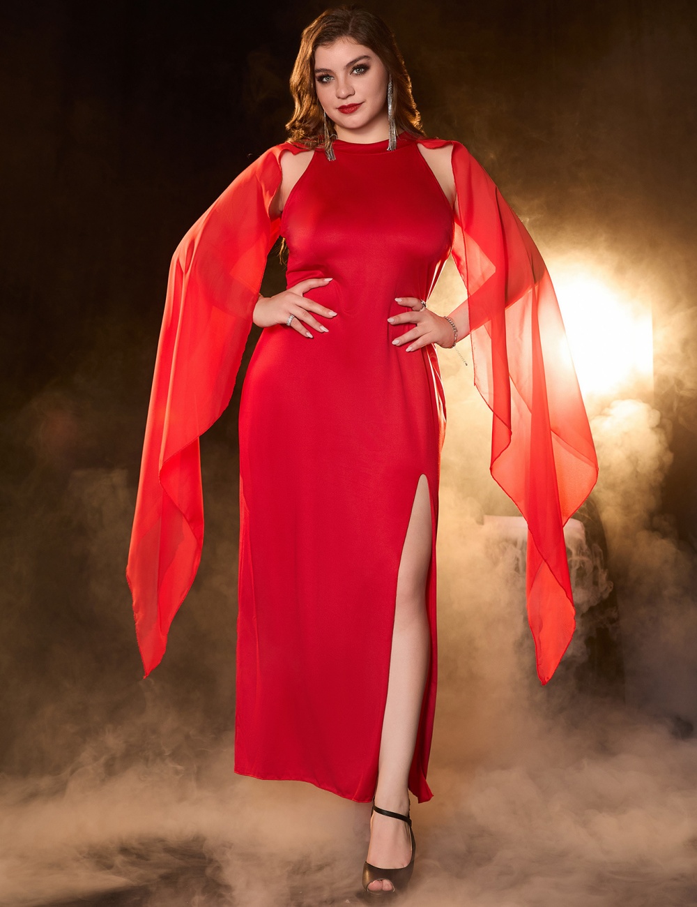Slim split long evening dress large yard elegant pure shawl