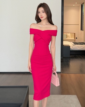 France style niche long dress was white fold dress