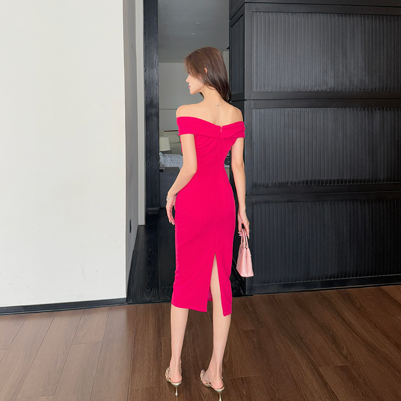 France style niche long dress was white fold dress