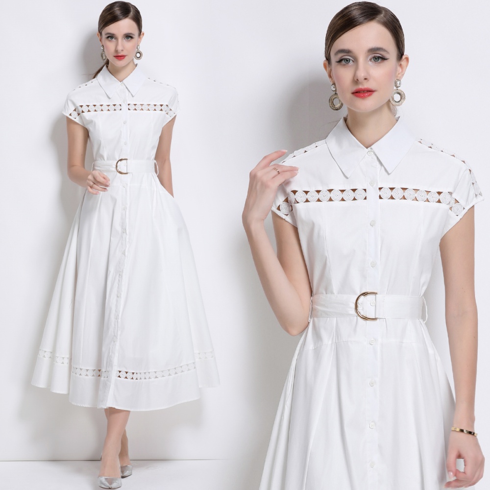 With belt frenum long dress elegant dress for women
