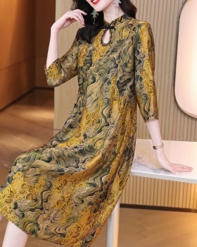 Summer retro temperament silk real silk luxurious dress