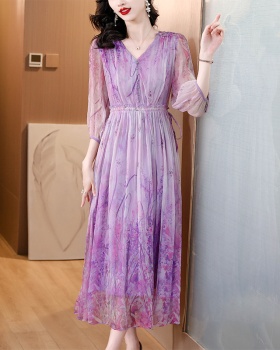 Temperament silk Casual France style show young dress