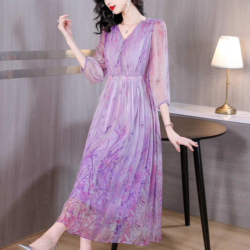 Temperament silk Casual France style show young dress