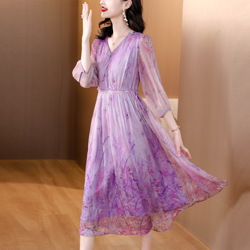 Temperament silk Casual France style show young dress