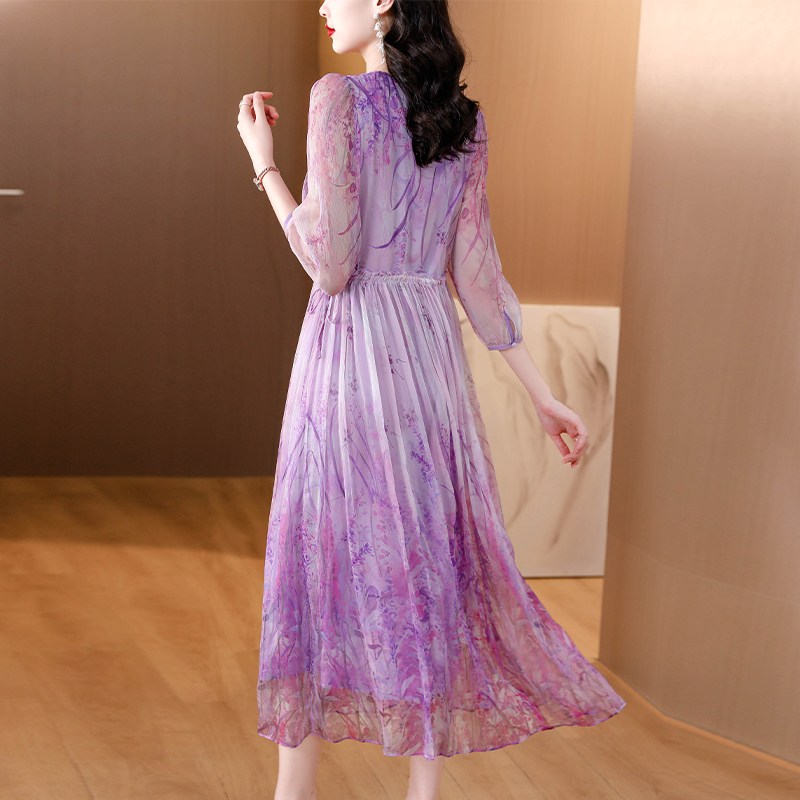 Temperament silk Casual France style show young dress