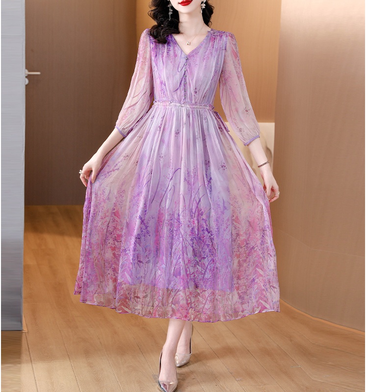 Temperament silk Casual France style show young dress