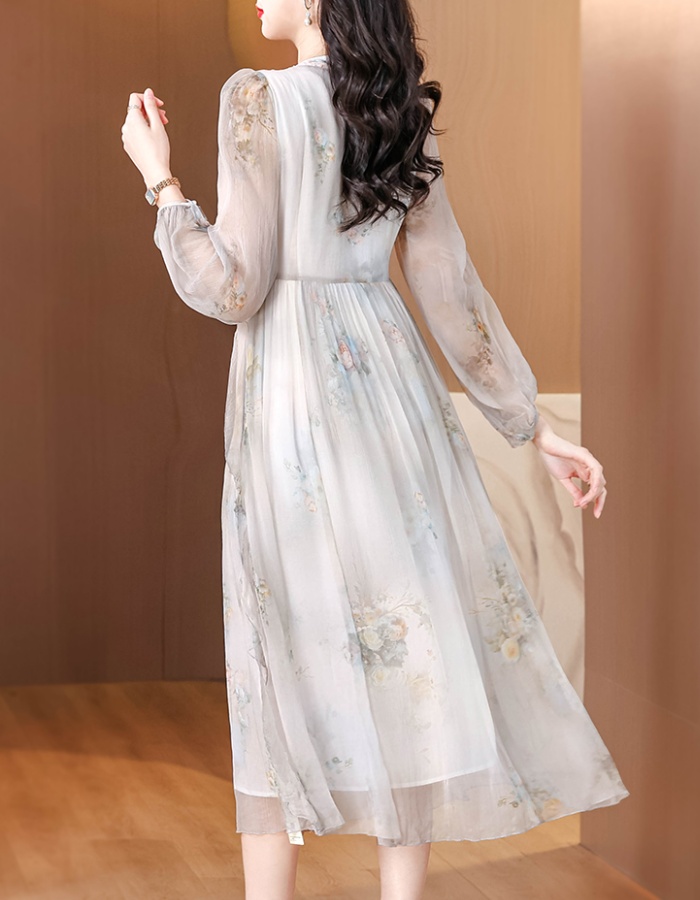 Spring and summer light luxury ladies real silk dress