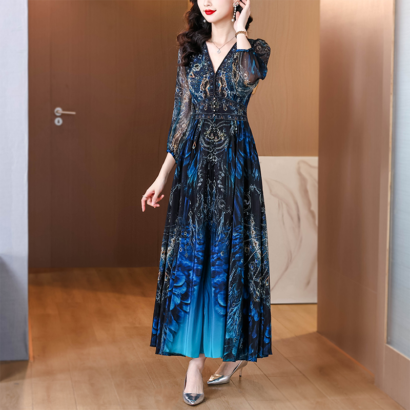 Silk summer short sleeve dress for women