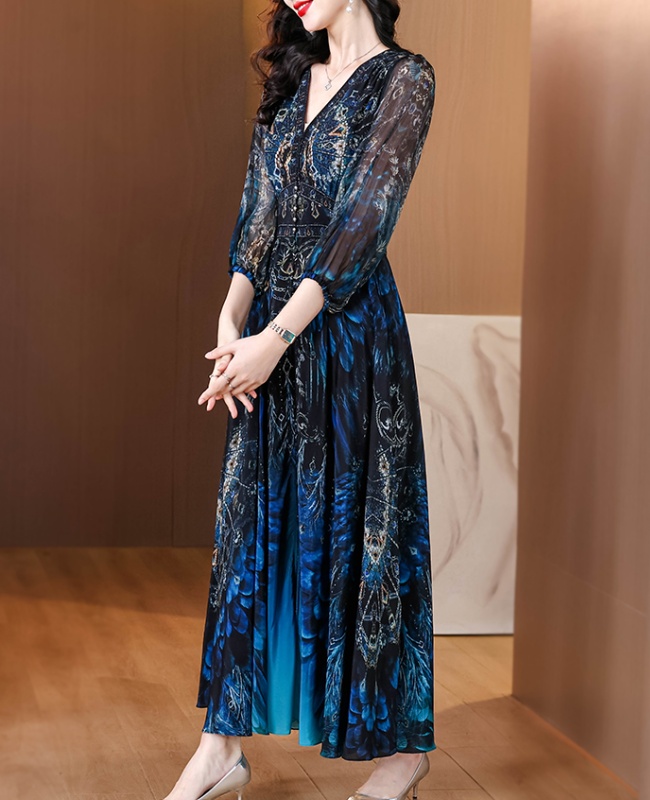 Silk summer short sleeve dress for women