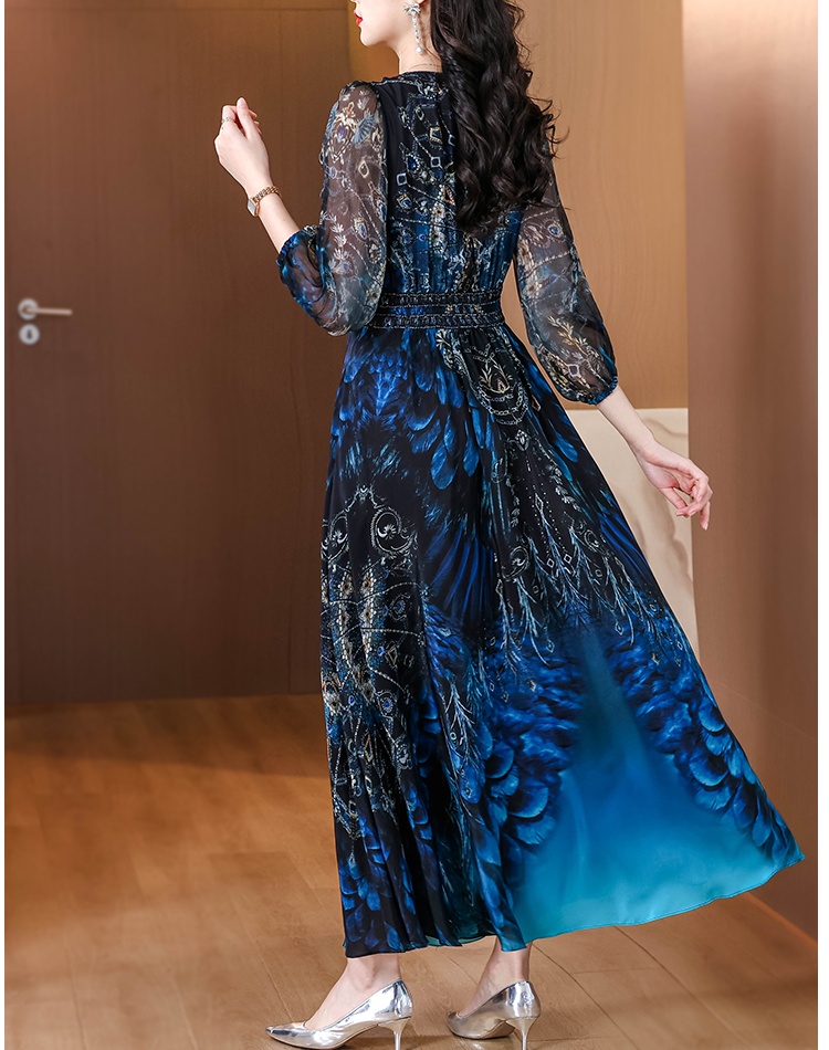 Silk summer short sleeve dress for women