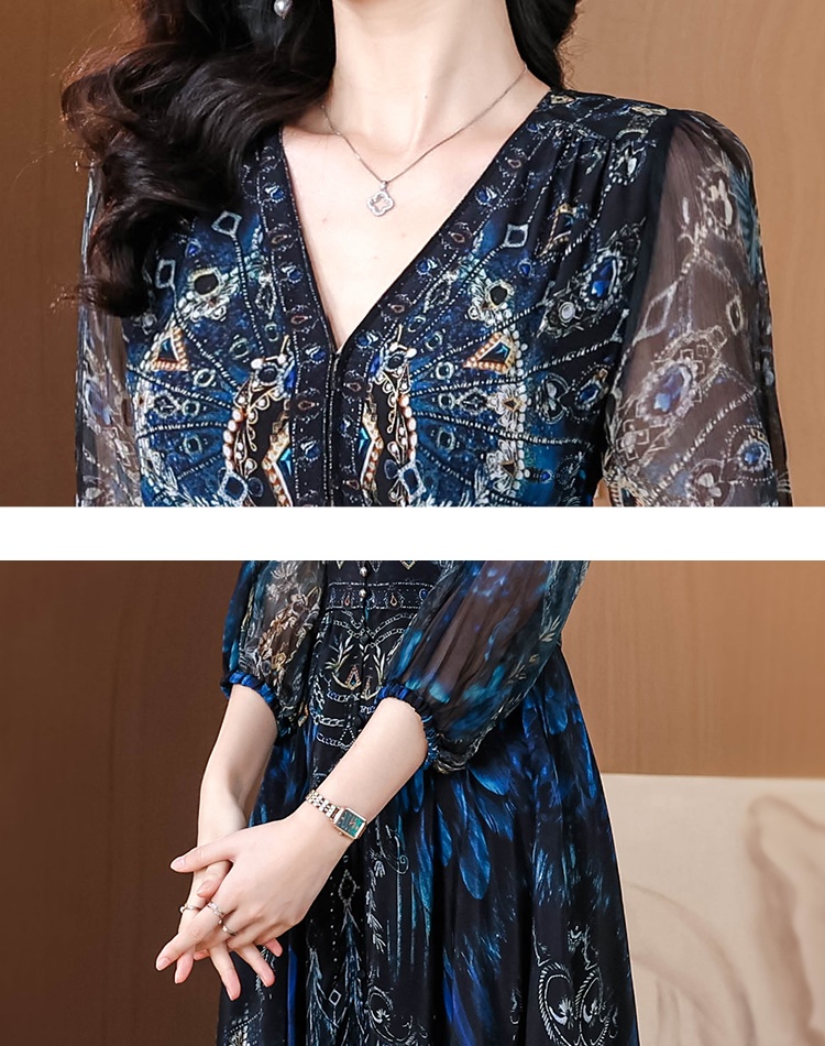 Silk summer short sleeve dress for women