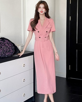 Slim ladies dress summer pinched waist long dress