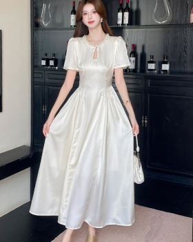 Fashion ladies long dress pinched waist temperament dress