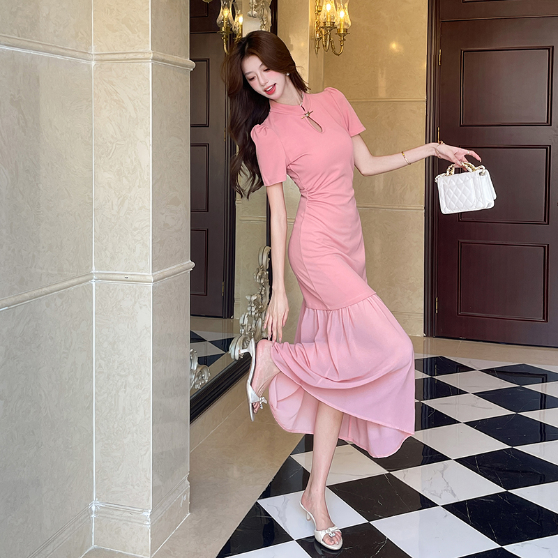 Gauze summer dress package hip fashion long dress