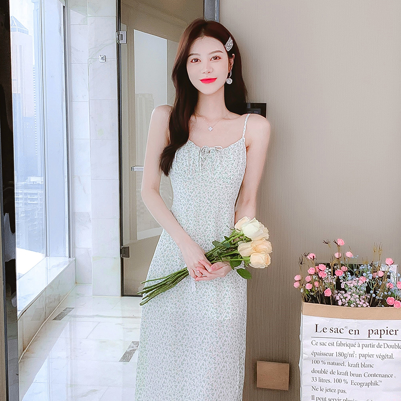 Long show young strap dress summer tender dress for women