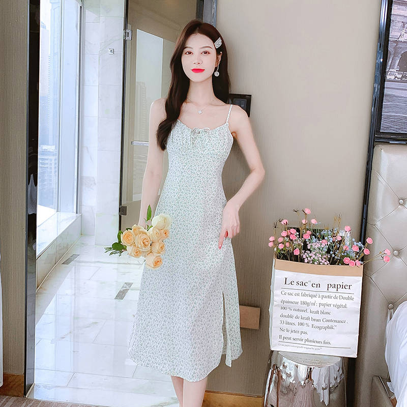 Long show young strap dress summer tender dress for women