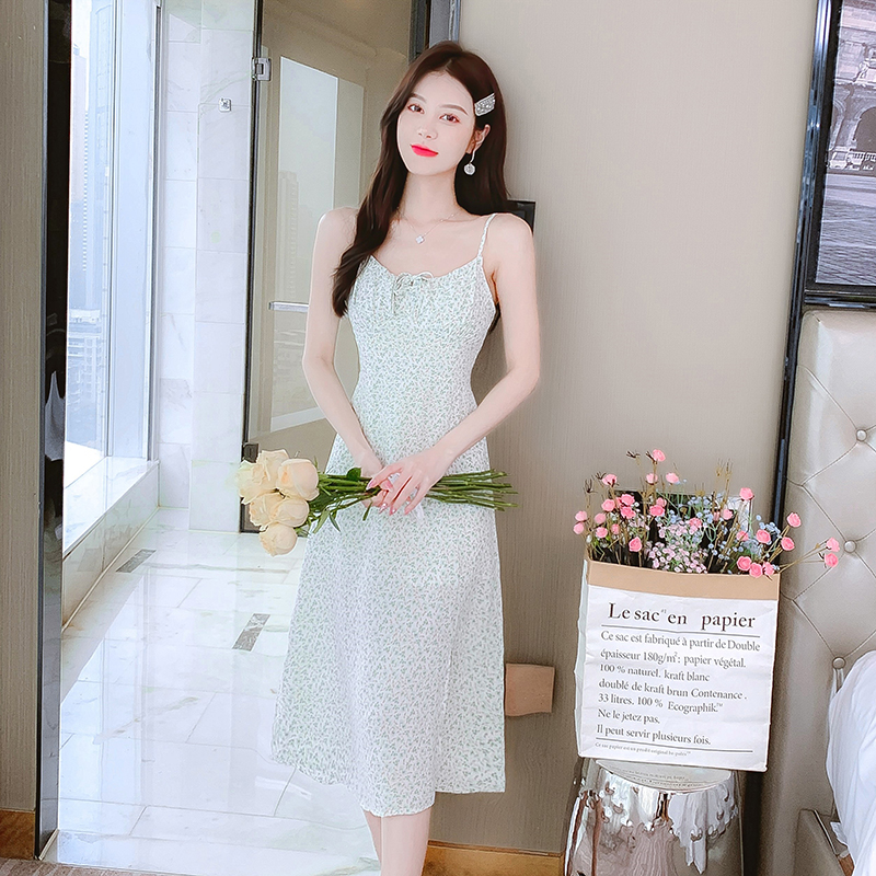 Long show young strap dress summer tender dress for women