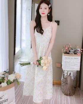 Travel long dress summer vacation strap dress for women