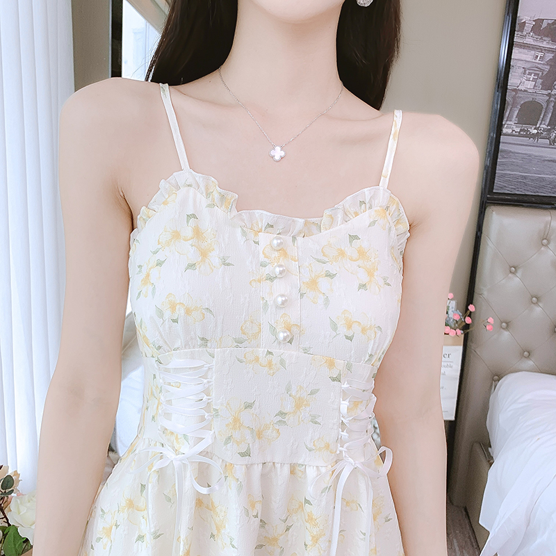 Travel long dress summer vacation strap dress for women