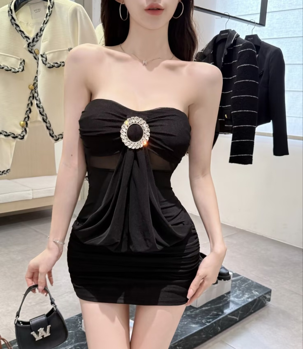 Slim halter wrapped chest all-match sexy wear short dress