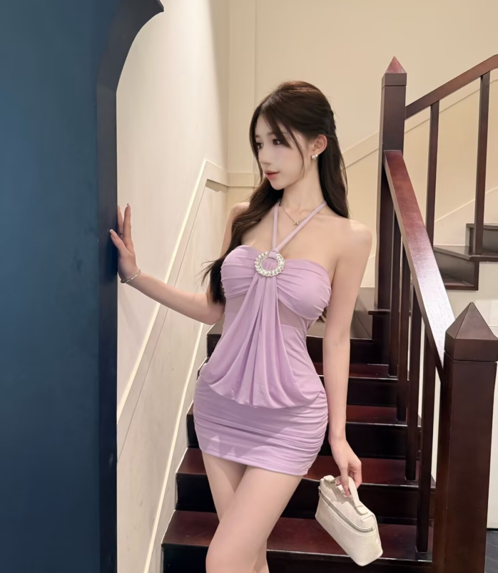 Slim halter wrapped chest all-match sexy wear short dress