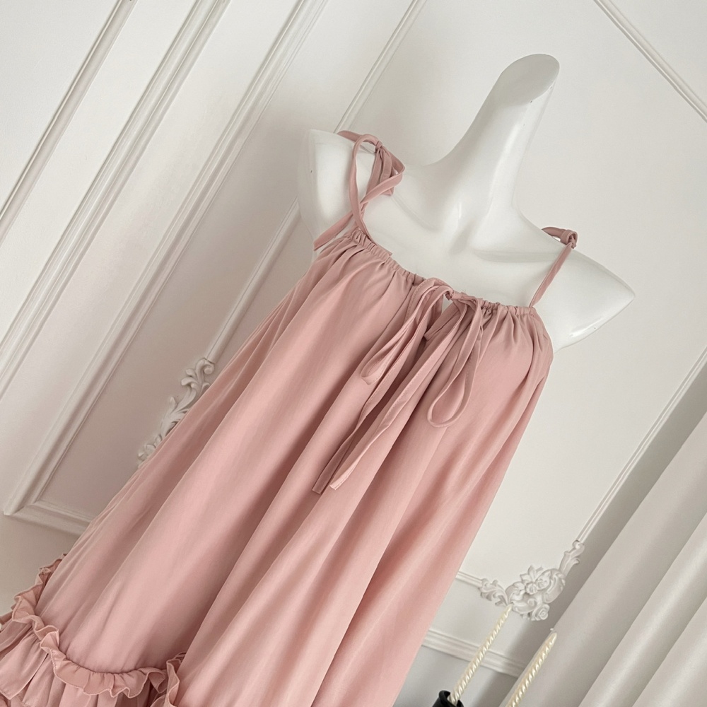 Pink wood ear frenum strap dress