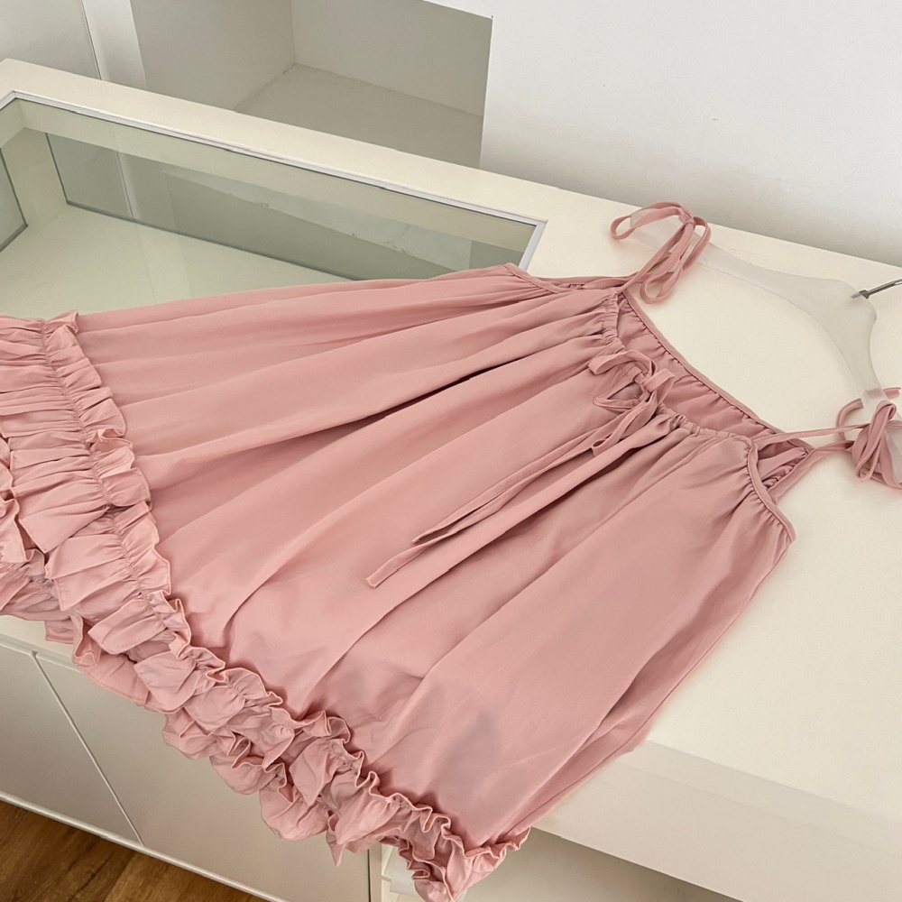 Pink wood ear frenum strap dress