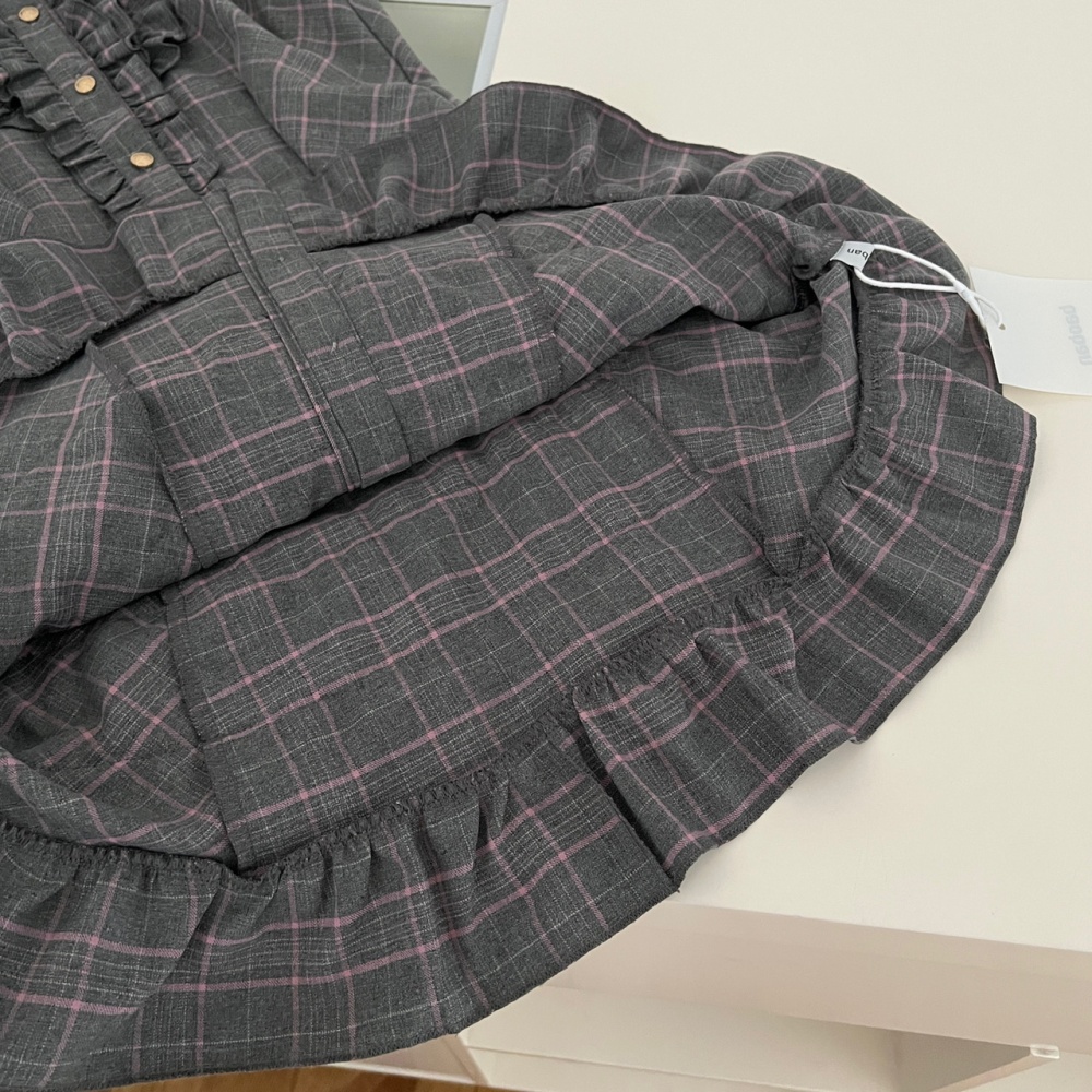 Halter low-waist white plaid retro dress