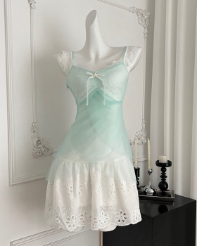 Summer seaside strap dress vacation dress 2pcs set