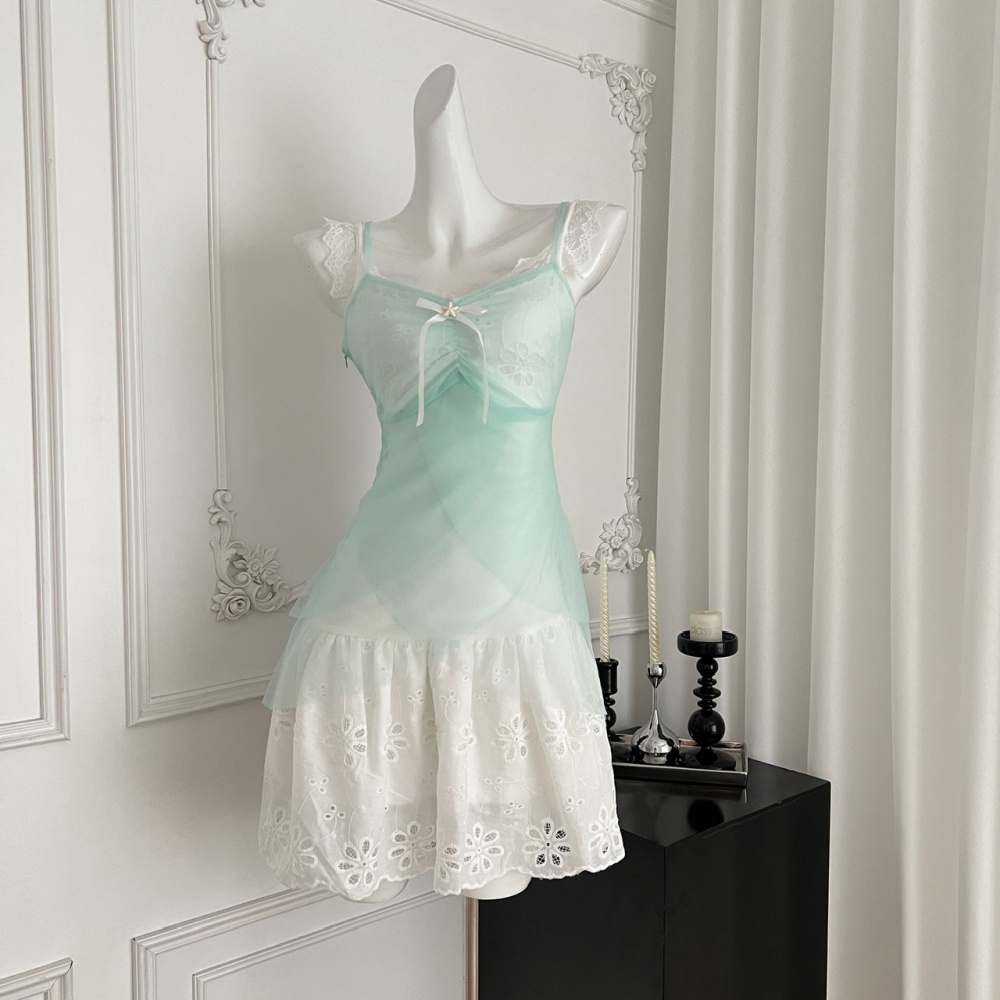 Summer seaside strap dress vacation dress 2pcs set