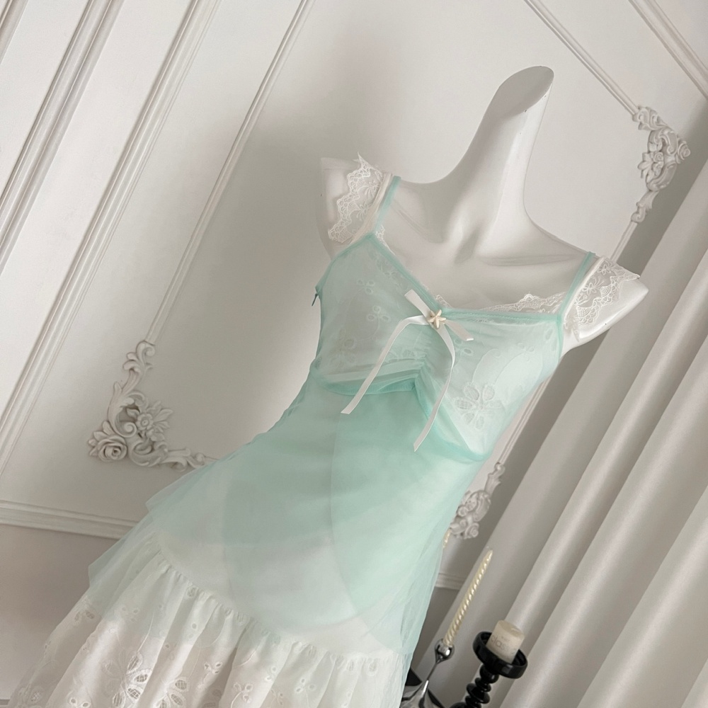 Summer seaside strap dress vacation dress 2pcs set