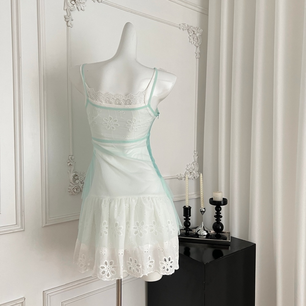 Summer seaside strap dress vacation dress 2pcs set