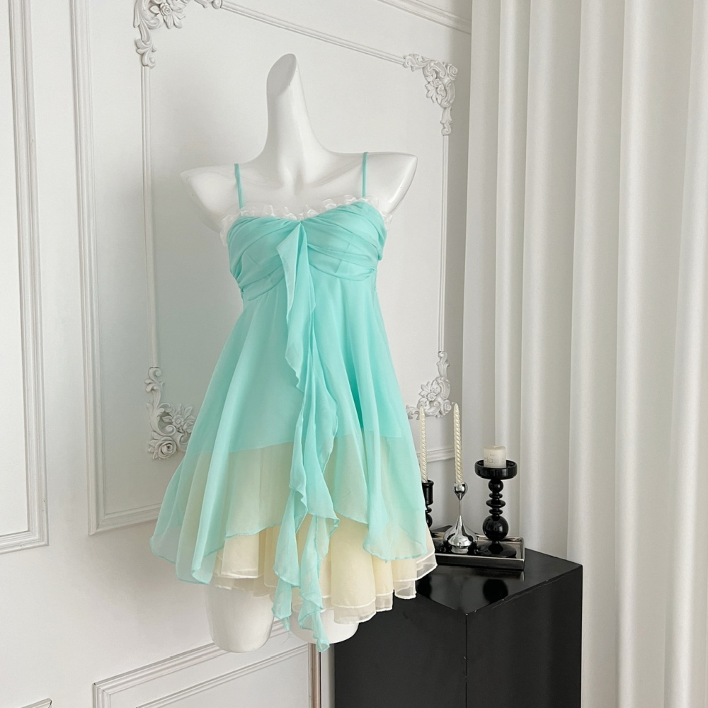 Frenum tops sling short skirt a set