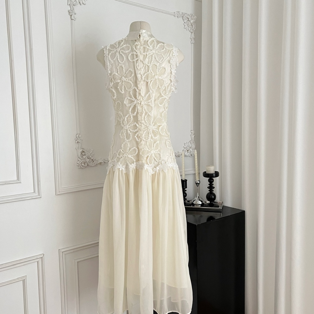 Chiffon summer dress Chinese style lace cheongsam