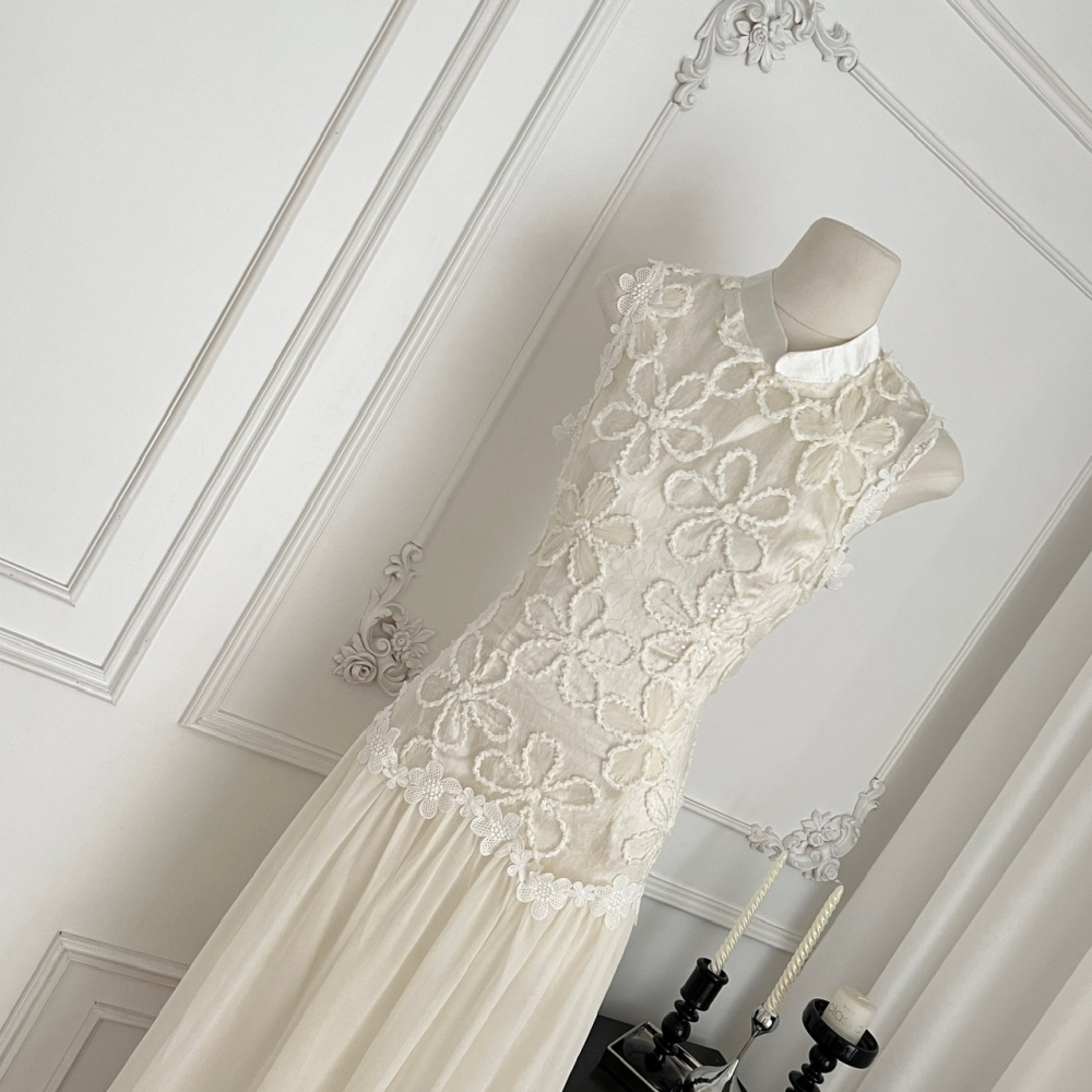 Chiffon summer dress Chinese style lace cheongsam