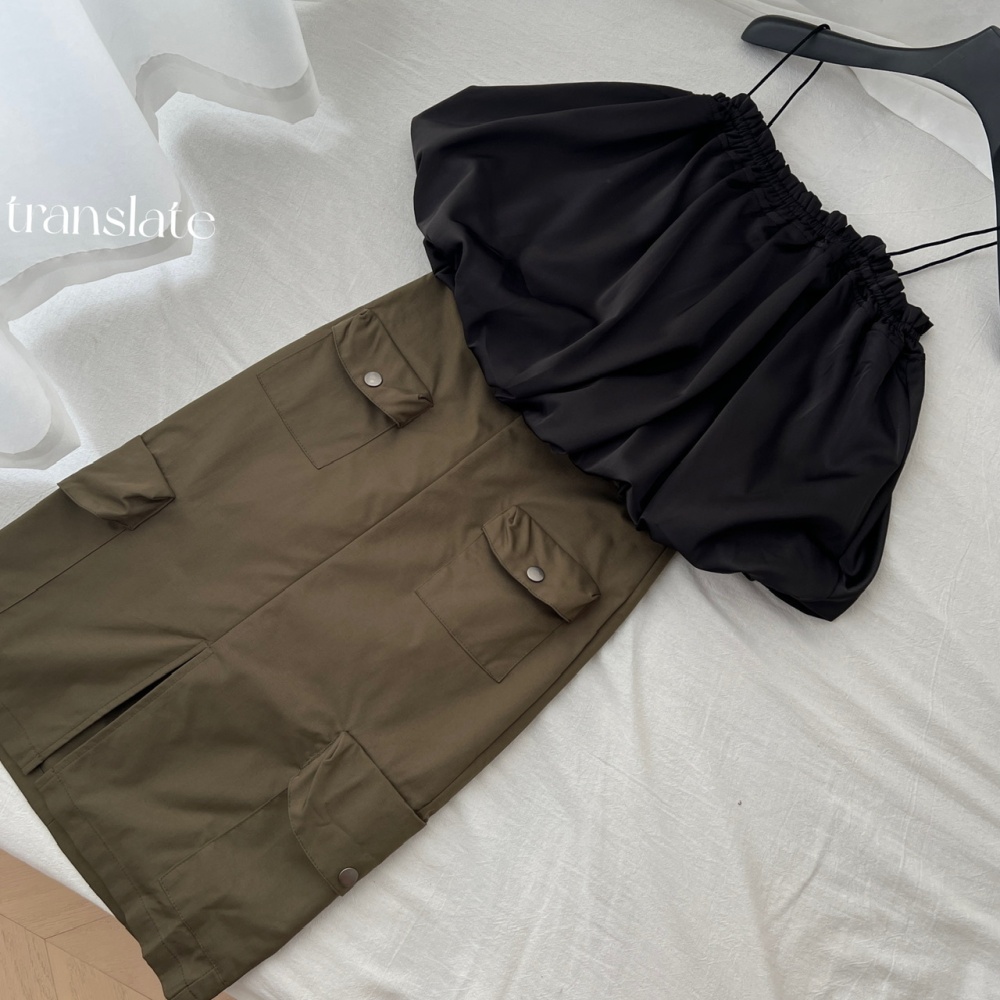 Bud niche unique summer black sling skirt a set