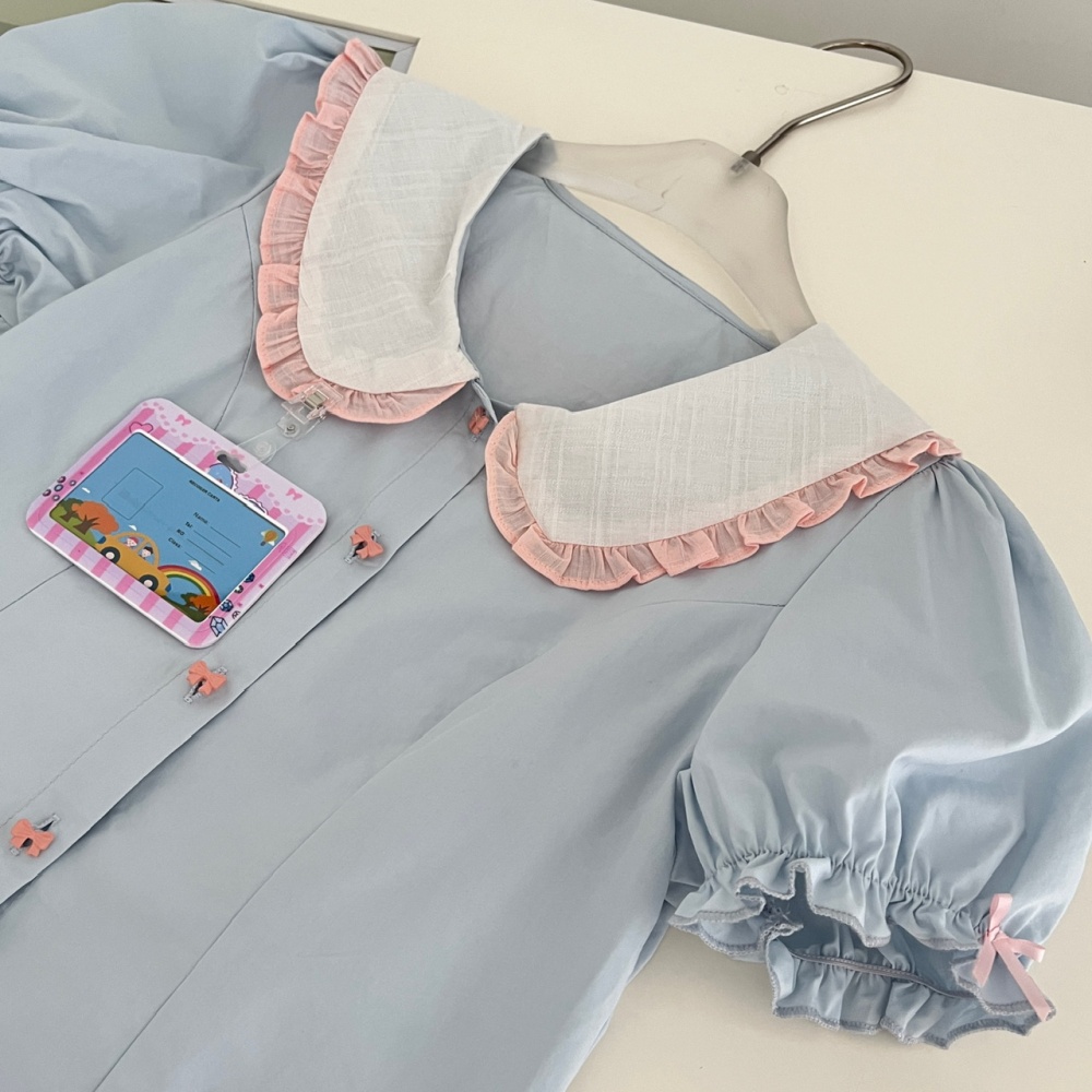 Rabbit summer tops pink college skirt a set