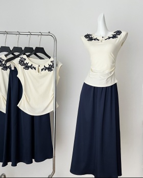 Summer relief tops Chinese style sweater a set