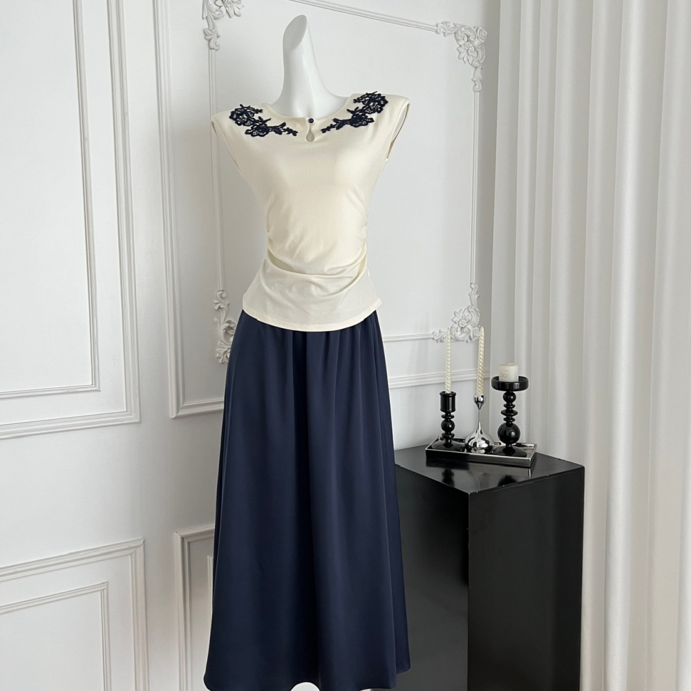 Summer relief tops Chinese style sweater a set