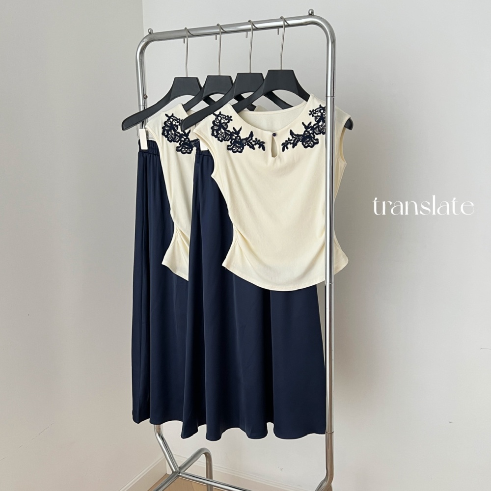 Summer relief tops Chinese style sweater a set