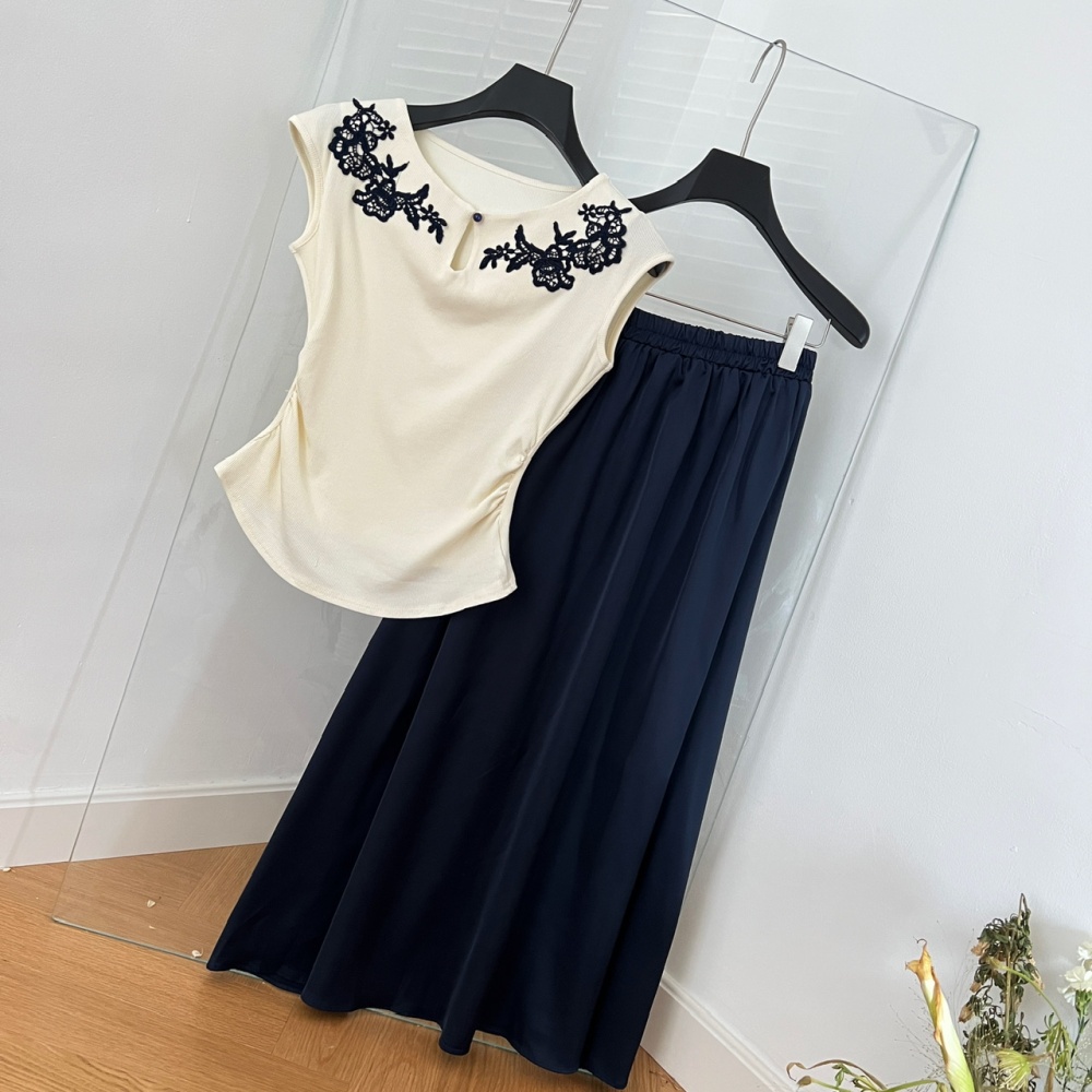 Summer relief tops Chinese style sweater a set