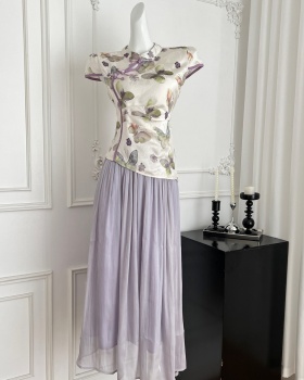 Short sleeve long skirt summer tops a set for women